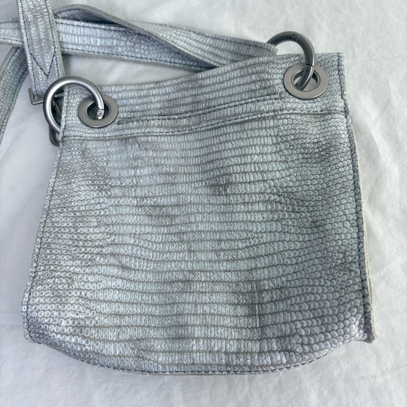 HAMMIT TONY Small Gray White Snakeskin Embossed Cow Leather Stud Crossbody - Picture 7 of 10